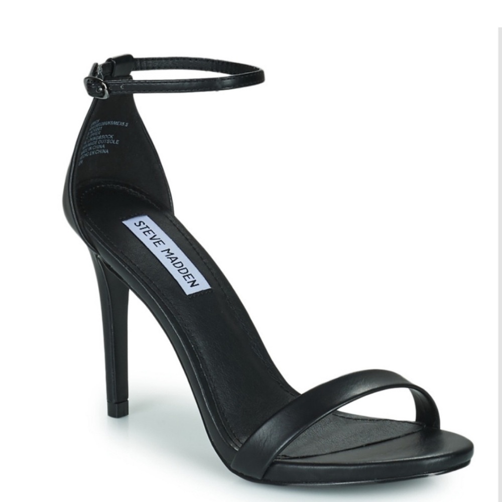 Steve Madden Black Stecy Ankle Strap Heels